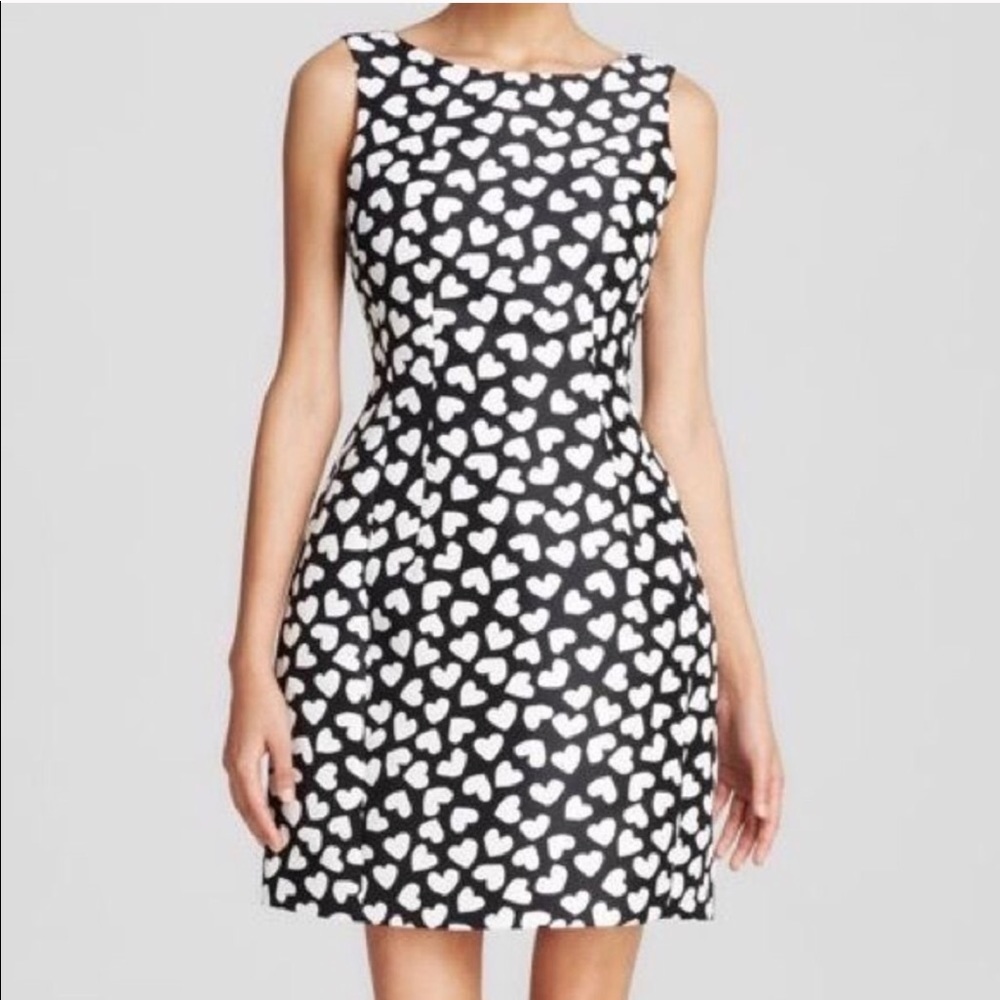 kate spade Black and White Heart Print Mini Dress